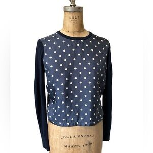 Equipment Femme polka dot silk/wool navy/white sweater size M